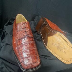 Men's Brown Crocodile Pattern Dress Shoes